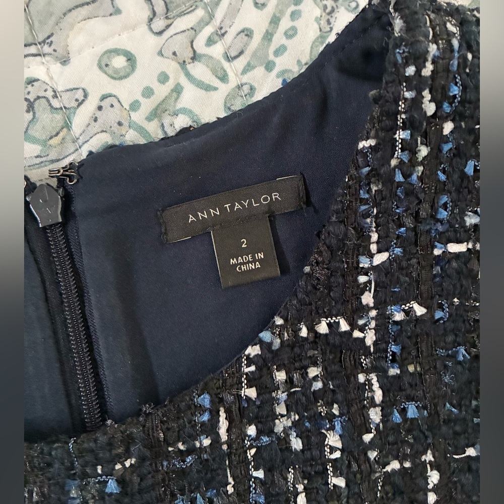 Ann Taylor tweed dress Sz 2 work career business tailored sheath sleeveless - Picture 4 of 7